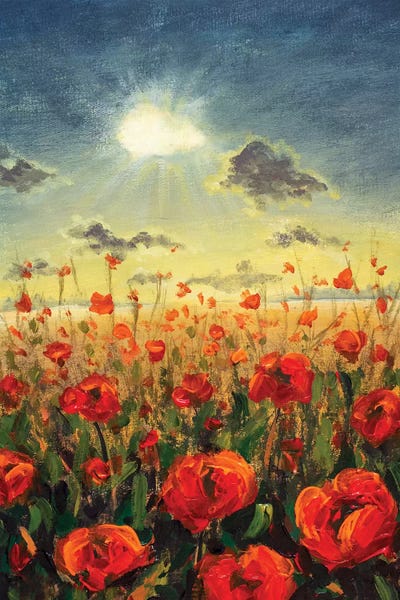 Valery Rybakow: Field Of Red Poppies by Valery Rybakow