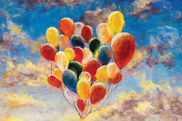 Balloons: Balloons Against The Blue Sky And Clouds by Valery Rybakow