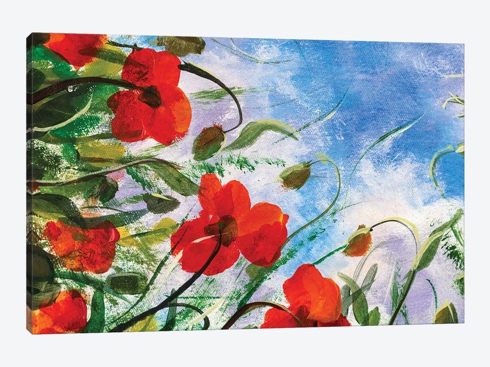 Beautiful Red Poppies Flowers by Valery Rybakow 1-piece Canvas Wall Art
