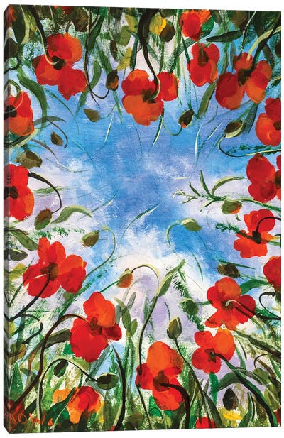 Heart Of Poppies Flowers Canvas Art Print - Valery Rybakow