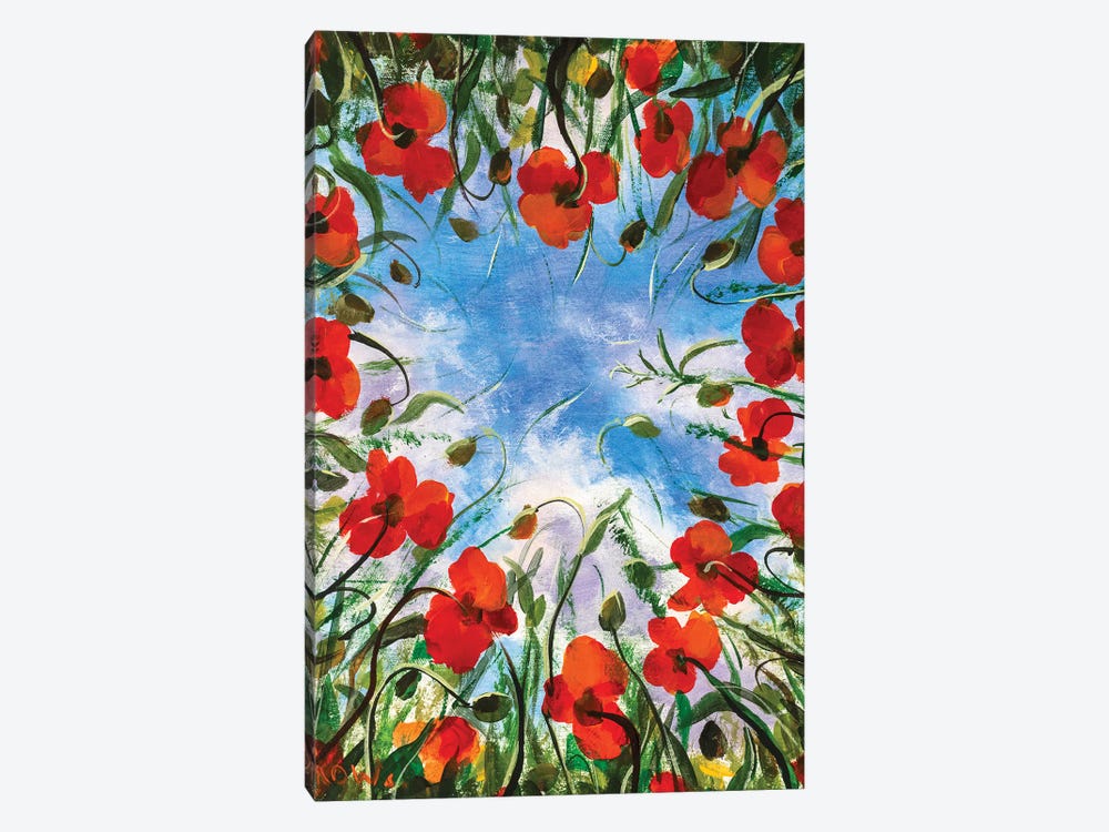 Heart Of Poppies Flowers by Valery Rybakow 1-piece Canvas Print