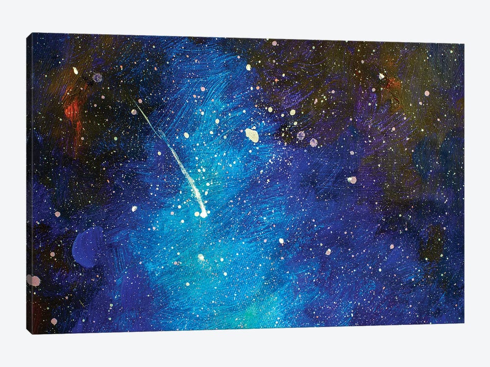 Falling Star. Beautiful Night Starry Sky by Valery Rybakow 1-piece Canvas Art Print