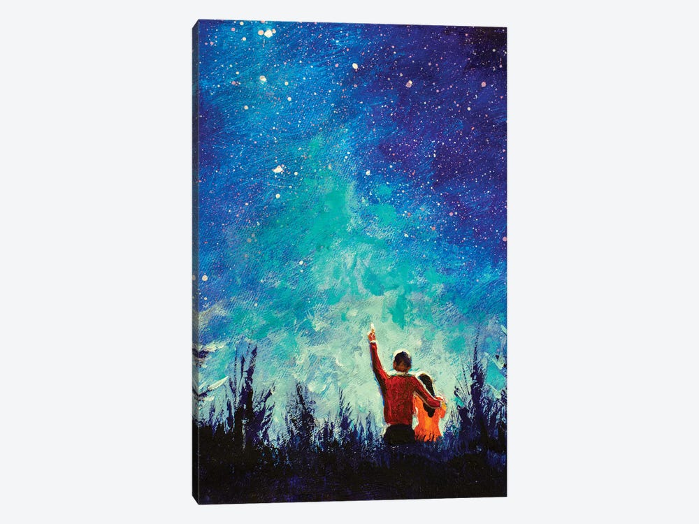 Young Love Couple In Night Landscape by Valery Rybakow 1-piece Art Print