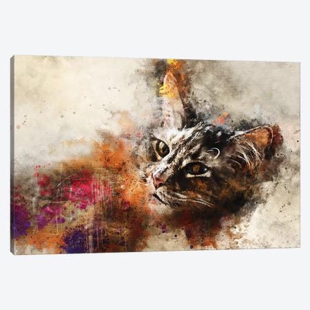 Abstract Cat Portrait Canvas Print #VRY1} by Valery Rybakow Canvas Wall Art