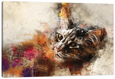 Abstract Cat Portrait Canvas Art Print - Valery Rybakow