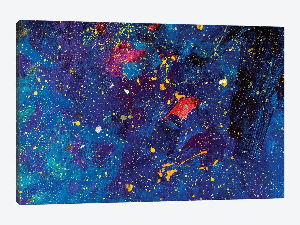 Beautiful Night Starry Sky, Blue Cosmos, Galaxy, Stars by Valery Rybakow 1-piece Canvas Wall Art