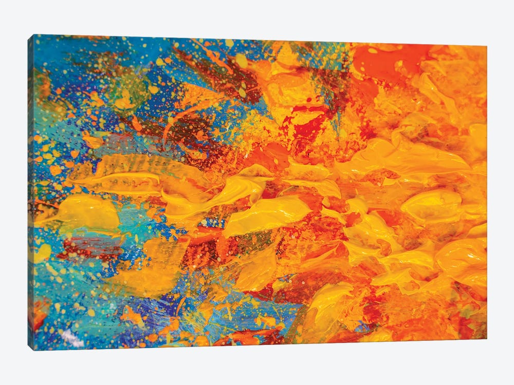 Flame Of Fire, Yellow Orange Bonfire On Blue Background by Valery Rybakow 1-piece Canvas Art Print