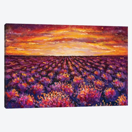 Sunset Over Lavender Field Canvas Print #VRY204} by Valery Rybakow Canvas Print