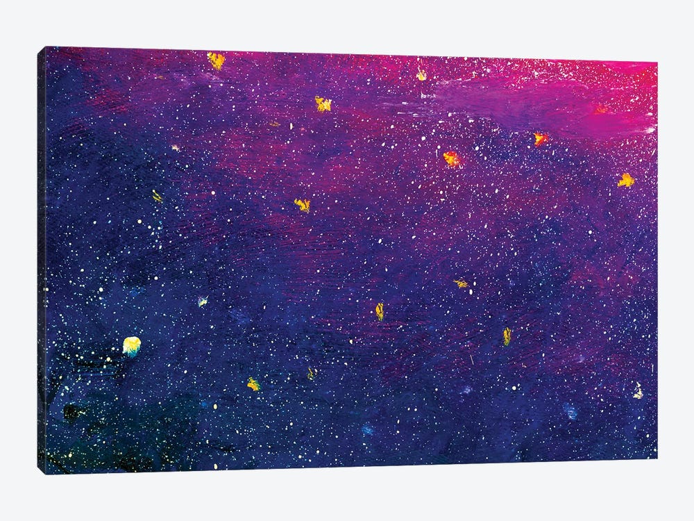 Colorful Blue Violet Space, Universe by Valery Rybakow 1-piece Canvas Wall Art