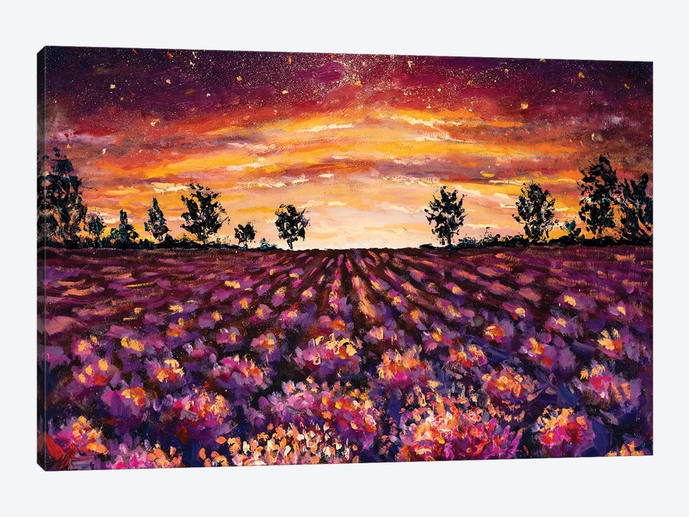 Purple Flowers Lavender Field by Valery Rybakow 1-piece Canvas Art