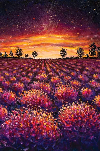 Palette Knife Prints: Lavender Field, Warm Dawn by Valery Rybakow