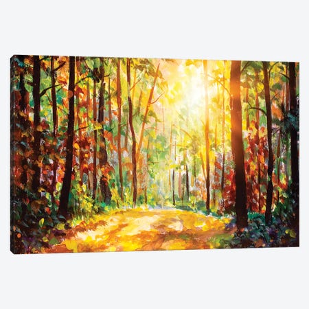 Vivid Morning In Colorful Forest Canvas Print #VRY231} by Valery Rybakow Canvas Print