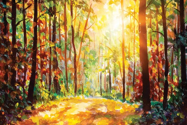 Valery Rybakow: Vivid Morning In Colorful Forest by Valery Rybakow