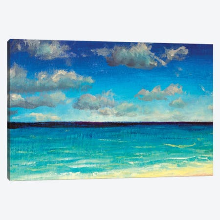 Beautiful Turquoise Sea And Blue Sky, Clouds Canvas Print #VRY235} by Valery Rybakow Canvas Wall Art