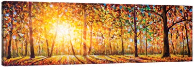 Extra Wide Panorama Of Gorgeous Forest In Autumn Canvas Art Print - Tree Art