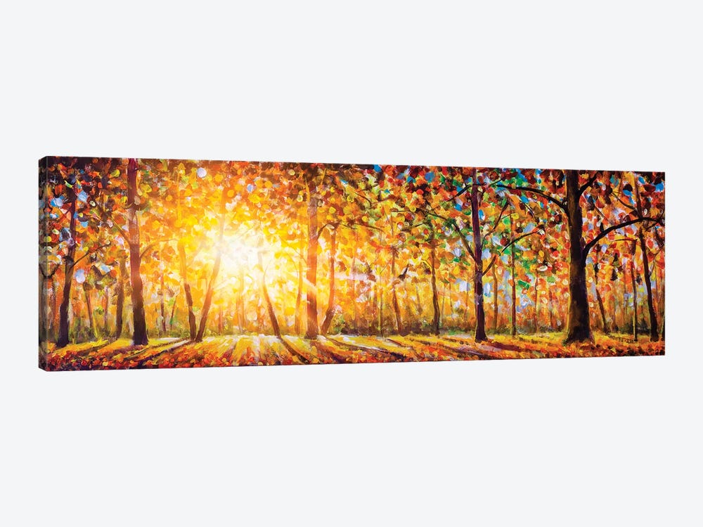 Extra Wide Panorama Of Gorgeous Forest In Autumn 1-piece Canvas Art Print