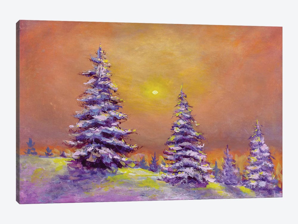 Christmas Fir Pine Trees by Valery Rybakow 1-piece Canvas Wall Art