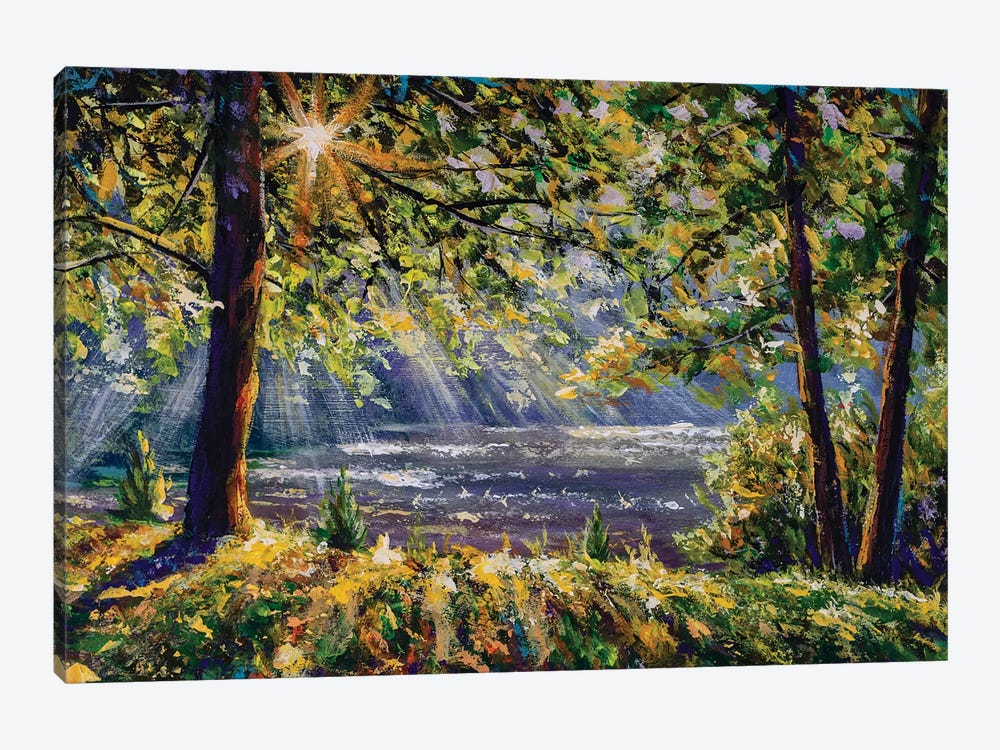 Sun Rays Play In The Branches Of Trees 1-piece Canvas Art Print