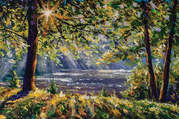 Valery Rybakow: Sun Rays Play In The Branches Of Trees by Valery Rybakow