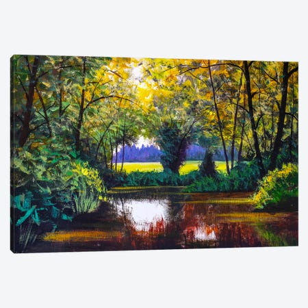 Sunny Pond Landscape Canvas Print #VRY245} by Valery Rybakow Art Print