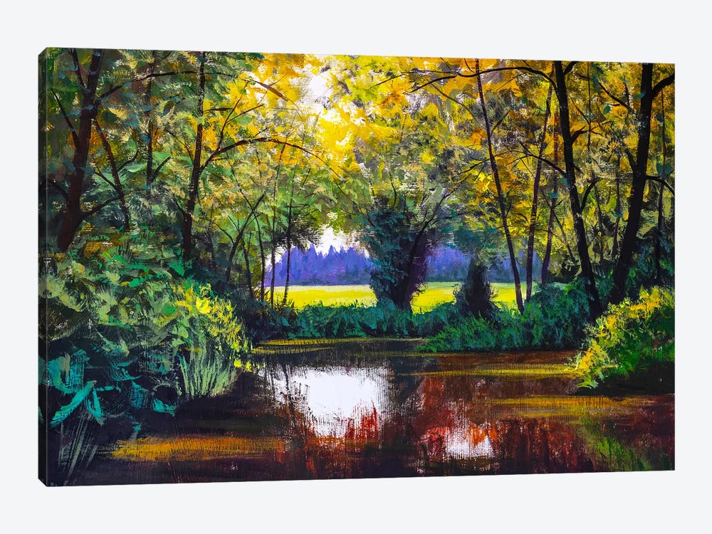 Sunny Pond Landscape by Valery Rybakow 1-piece Canvas Artwork