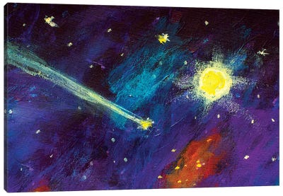 Dream Falling Comet In Sky Canvas Art Print - Comet & Asteroid Art
