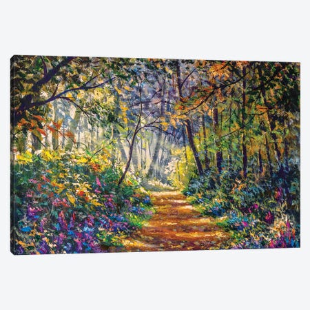 Sunny Footpath Road In Forest Park Canvas Print #VRY272} by Valery Rybakow Canvas Print