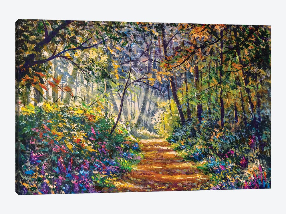Sunny Footpath Road In Forest Park by Valery Rybakow 1-piece Canvas Wall Art