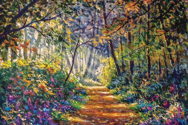 All Things Van Gogh: Sunny Footpath Road In Forest Park by Valery Rybakow