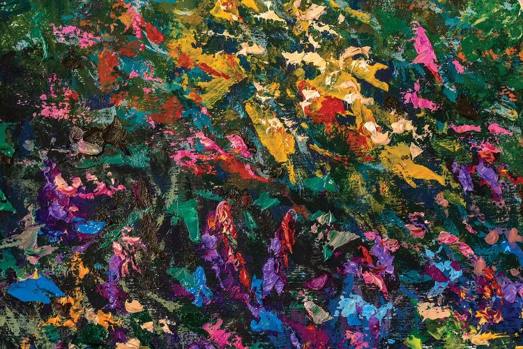 Red, Blue And Violet Abstract Flowers