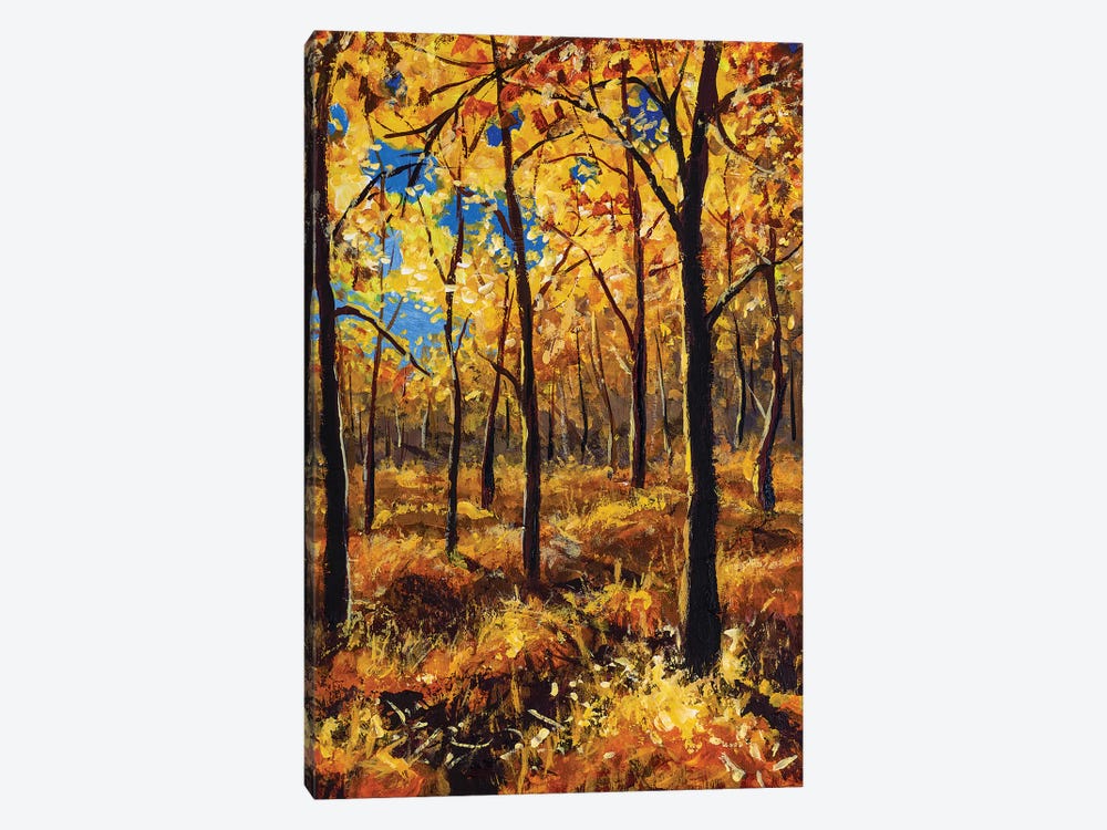 Beautiful Autumn Trees In Gold Warm Orange Autumn Forest Park Alley by Valery Rybakow 1-piece Art Print