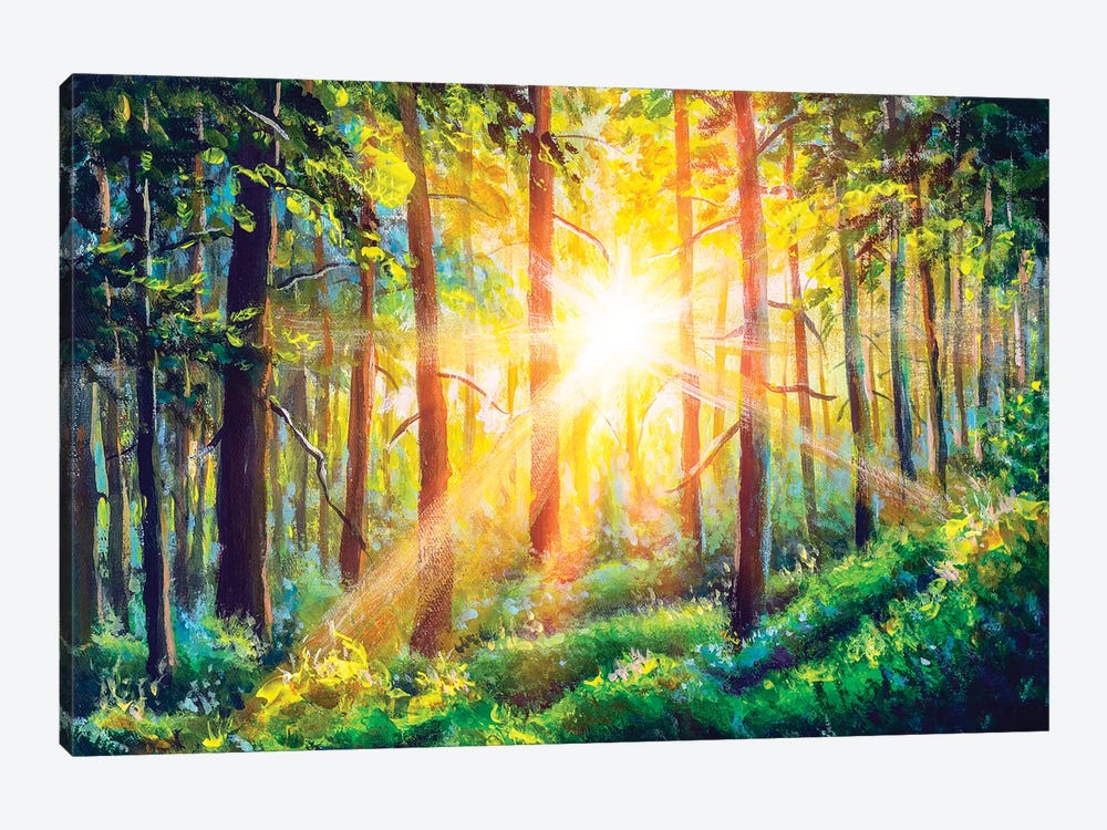 Beautiful Sunny Forest Landscape by Valery Rybakow 1-piece Canvas Wall Art