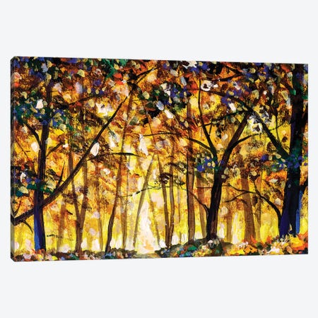 Gold Orange Autumn Forest Landscape Canvas Print #VRY286} by Valery Rybakow Canvas Print
