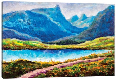 Beautiful Lake In Mountains Canvas Art Print - Current Day Impressionism Art