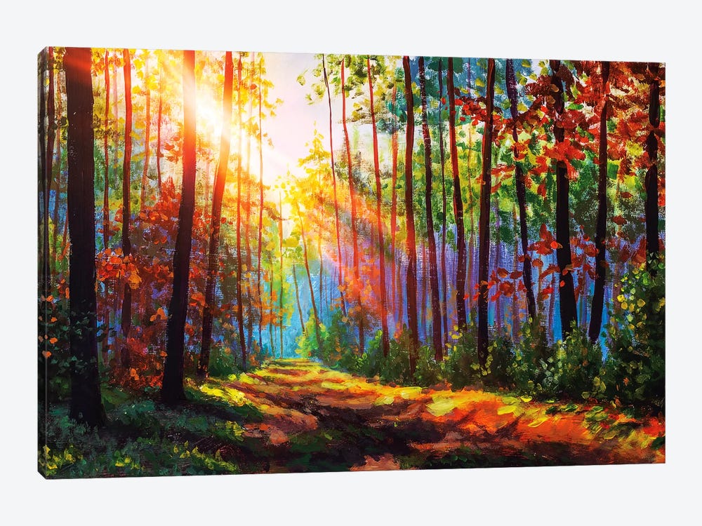 Amazing Autumn Forest In Morning Sunlight by Valery Rybakow 1-piece Canvas Artwork