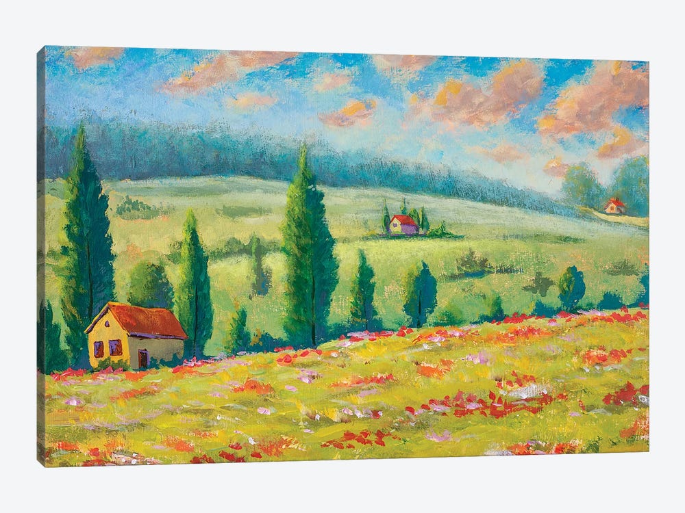 Beautiful Houses In Flower Mountains by Valery Rybakow 1-piece Canvas Print