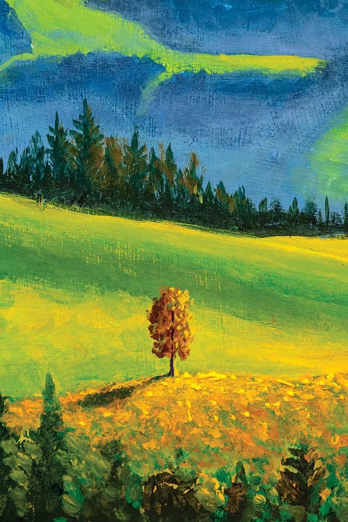Beautiful Autumn Tree On Hill In Mountain by Valery Rybakow wall art