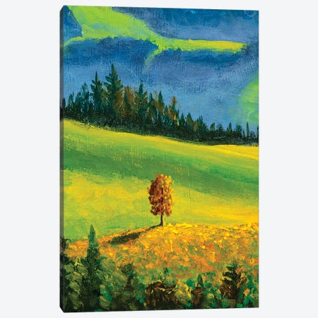 Beautiful Autumn Tree On Hill In Mountain Canvas Print #VRY299} by Valery Rybakow Canvas Print