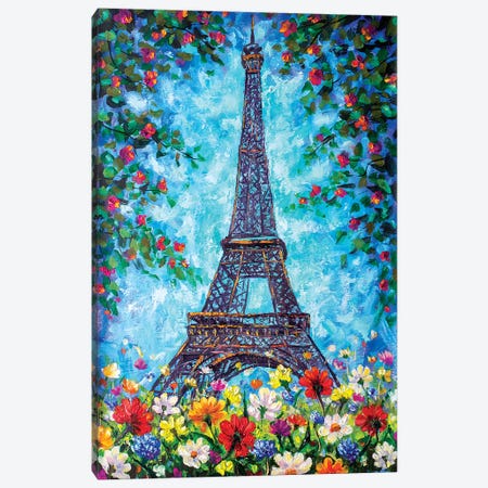 Eiffel Tower In Spring Flowers Canvas Print #VRY30} by Valery Rybakow Canvas Print