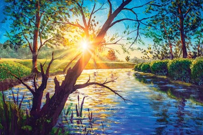 Morning Dawn On The River by Valery Rybakow framed wall art