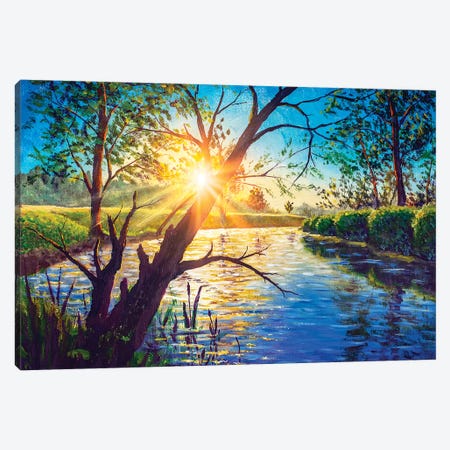 Morning Dawn On The River Canvas Print #VRY313} by Valery Rybakow Canvas Art