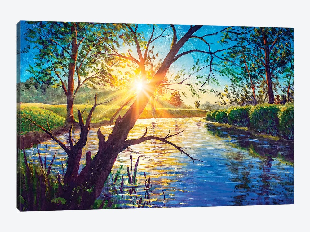 Morning Dawn On The River by Valery Rybakow 1-piece Canvas Art