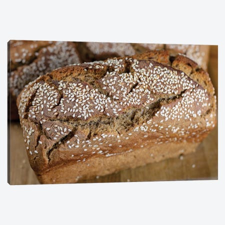 Homemade Delicious Fresh Bread With Sesame Seeds Canvas Print #VRY314} by Valery Rybakow Canvas Art Print