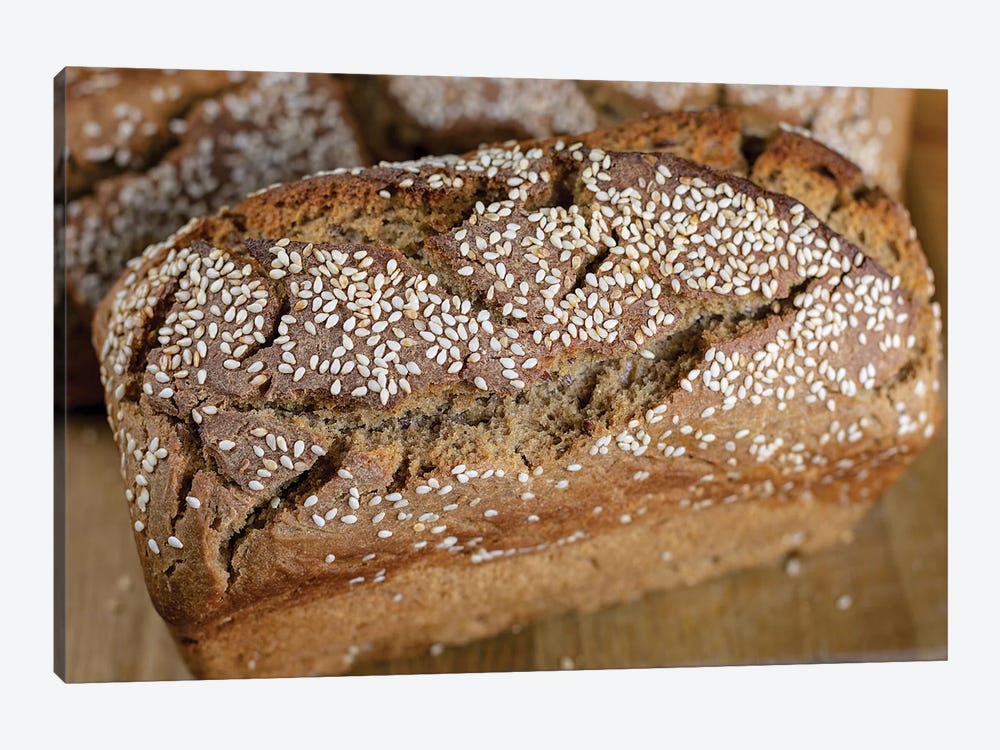 Homemade Delicious Fresh Bread With Sesame Seeds by Valery Rybakow 1-piece Art Print