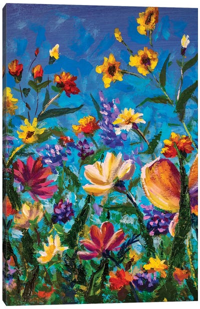 Beautiful Field Flowers Canvas Art Print - Artists Like Van Gogh