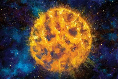 Big Yellow Luminous Planet Star Moon In Blue Space by Valery Rybakow canvas print