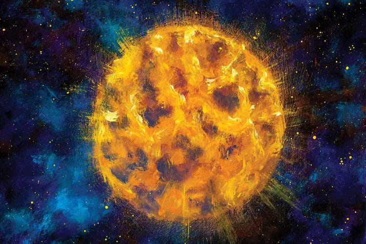 Big Yellow Luminous Planet Star Moon In Blue Space by Valery Rybakow wall art