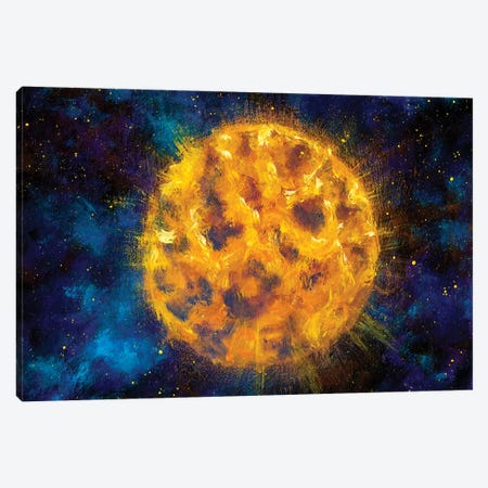 Big Yellow Luminous Planet Star Moon In Blue Space Canvas Print #VRY334} by Valery Rybakow Canvas Art Print