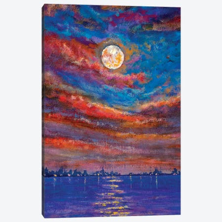 Beautiful Summer Sunset Over Sea Canvas Print #VRY340} by Valery Rybakow Canvas Art Print