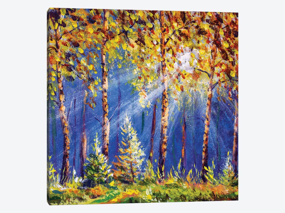 Autumn Trees In Wood Gold Orange Forest by Valery Rybakow 1-piece Canvas Art Print